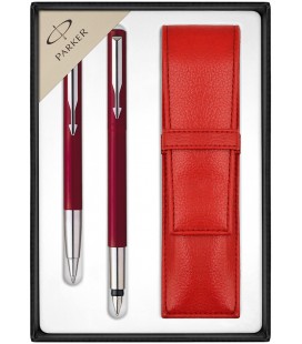 Zestaw Parker Vector Standard Czerwony pióro i długopis z etui Pagani