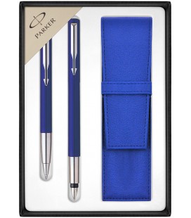 Zestaw Parker Vector Standard Niebieski pióro i długopis z etui Pagani